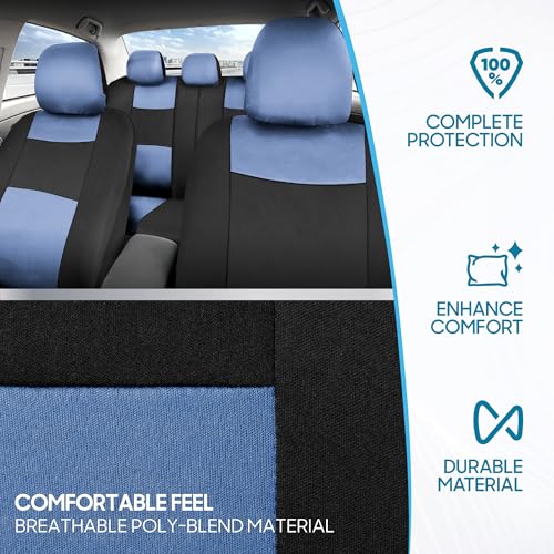 BDK PolyPro Car Seat Covers Full Set in Blue Gray on Black, - Product Imagery