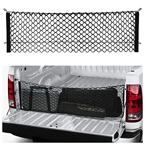 49''X16'' Truck Bed Organizer,Elastic Shrink Cargo Net Hold Many - Product Imagery