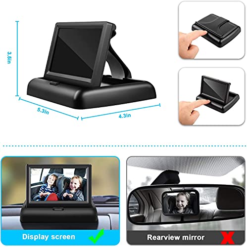 Baby Car Mirror with 4.3'' HD Night Vision Function Display, - Product Imagery