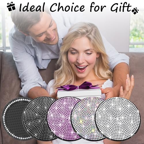 BFXM 2 PCS Bling Cup Holder Coaster, 2.75“ Silicone Diamond Car - Product Imagery