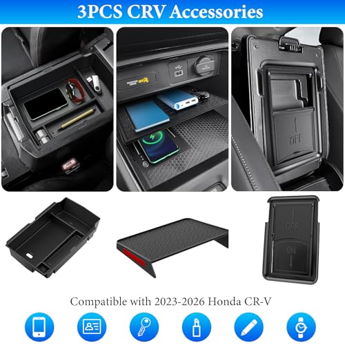YPHUIKI 3PCS Center Console Organizer for Honda CR-V 2023-2026 - Product Imagery
