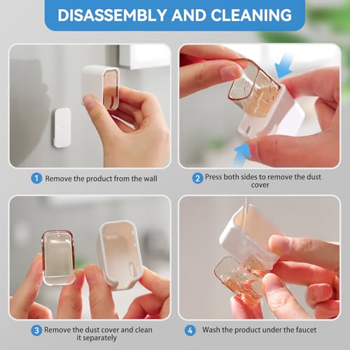 MOPMS Single Slot Toothbrush Holders Wall Mounted with Cover for - Product Imagery