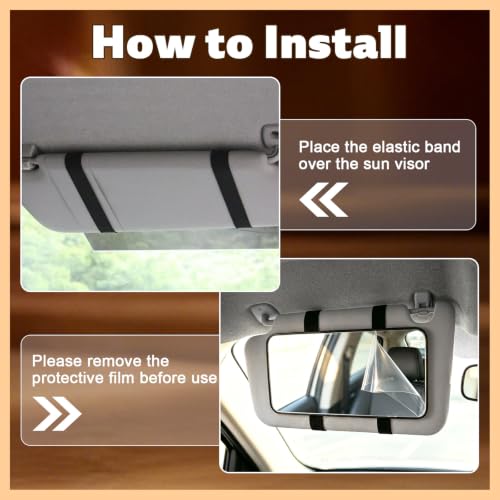 Car Visor Mirror, Sun Visor Mirror with Straps (Black) - Product Imagery