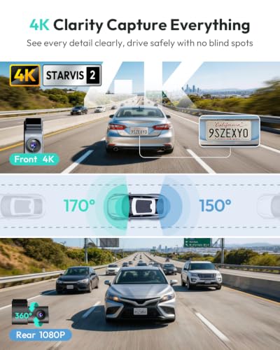 BOTSLAB G300H Plus 4K STARVIS 2 Dual Dash Cam Front and - Product Imagery