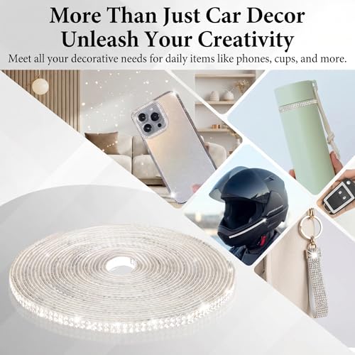 Bling Car Rhinestone Trim, 16.4Ft Self Adhesive Glitter Crystal - Product Imagery