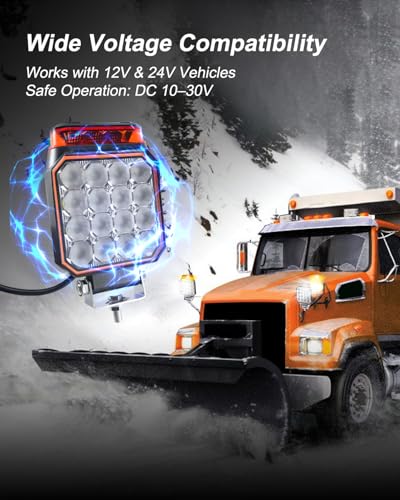 4 Inch LED Strobe Light, Amber Emergency Warning Flashing Work - Product Imagery
