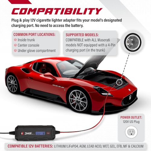 JMR 12V Battery Charger for Maserati, 12V Cig. Port, Add Lithium - Product Imagery