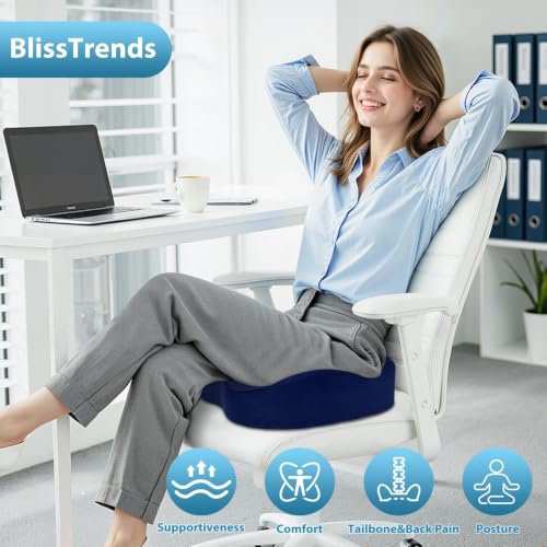 BlissTrends Memory Foam Seat Cushion for Office Chair & Car - Product Imagery