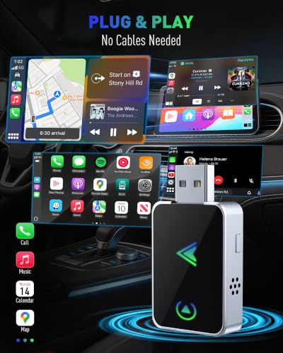 Wireless CarPlay Adapter for iPhone, 2026 Upgraded 2-in-1 - Product Imagery