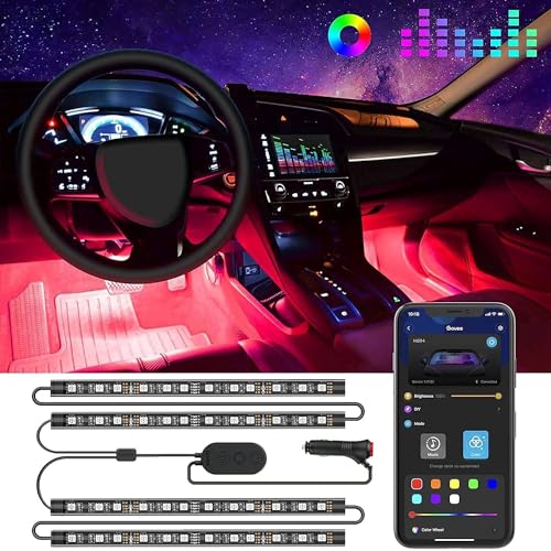 Govee Car LED Lights, RGB Smart Car Interior Lights, App Control - Product Imagery