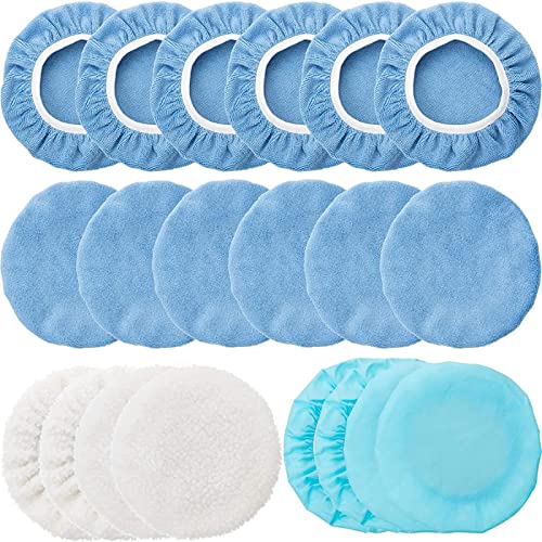 Mudder 20 Pcs 3-4 Inch Car Orbital Buffer Pads Polisher Bonnet, - Product Imagery