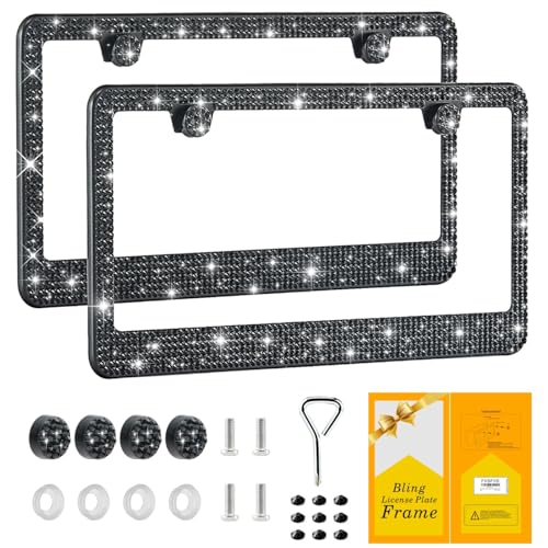 FIISFIIS Bling License Plate Frame for Women,2 Pack Premium - Product Imagery