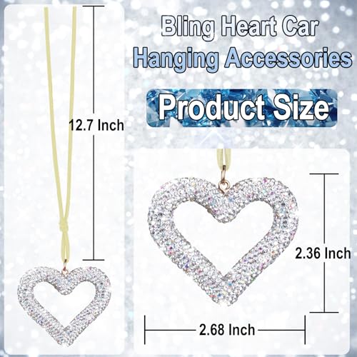 BFXM Bling Heart Car Hanging Accessories, Silver Bling Rear View - Product Imagery