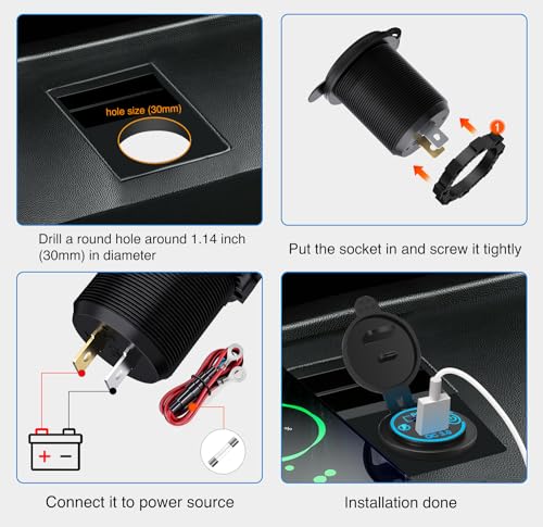 Nilight 2 Pack PD Type C and QC 3.0 USB Fast Outlet Panel with - Product Imagery