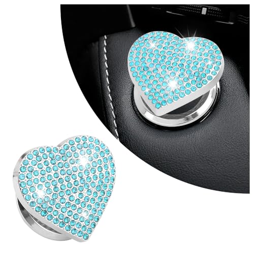 Bling Push Start Button Cover with Rhinestone,Heart Push to - Product Imagery