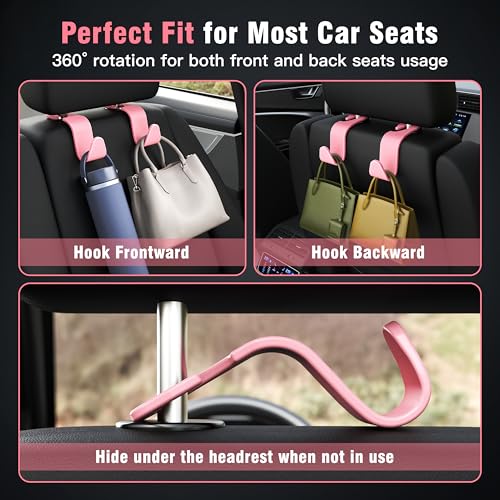 4-Pack Car Headrest Hooks Holds 55lbs Seat Storage Organizer for - Product Imagery