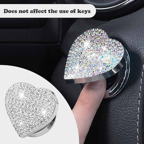 Bling Push Start Button Cover with Rhinestone,Heart Push to - Product Imagery