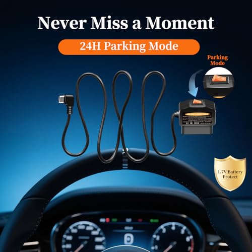 OBD2 to USB C Power Adapter for Dash Cam, Hardwire Kit with - Product Imagery