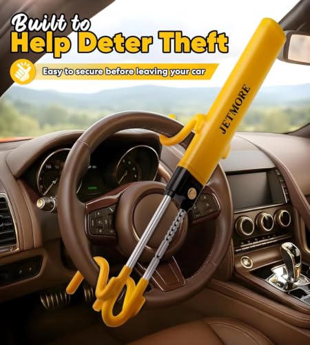 JETMORE Steering Wheel Lock with Keys Adjustable Wheel Locks for - Product Imagery