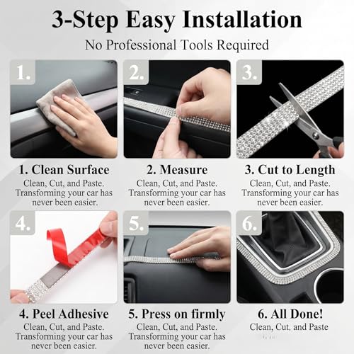 Bling Car Rhinestone Trim, 16.4Ft Self Adhesive Glitter Crystal - Product Imagery