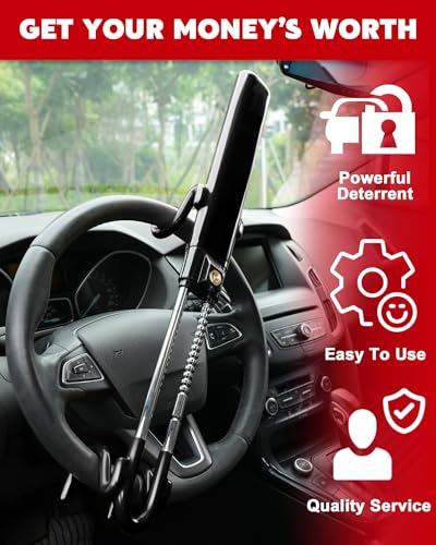 Tevlaphee Steering Wheel Lock Anti-Theft Car Device Heavy Duty - Product Imagery