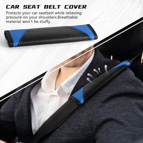 2PCS Car Seat Belt Cover Pads, Seatbelt Shoulder Cushion (Blue) - Product Imagery