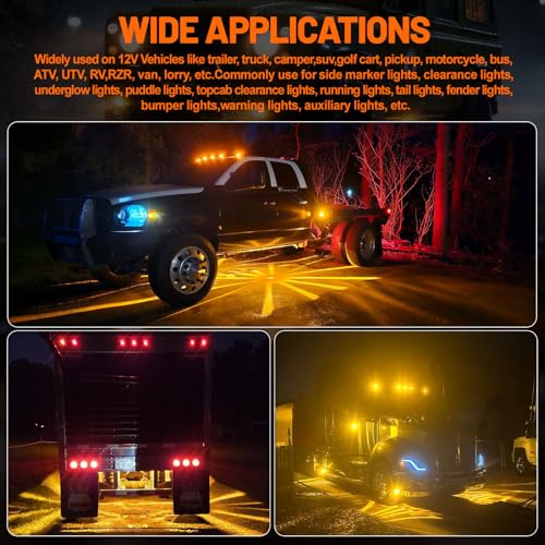 Dual Function 4Pcs Amber Watermelon Lights Strobe+Constant LED - Product Imagery