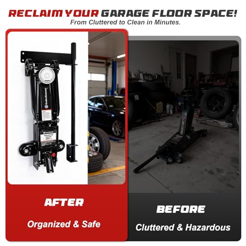 PIREKZUNT Jack Stand Wall Mount Heavy Duty Floor Jack Storage - Product Imagery
