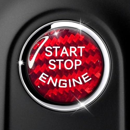Car Push Start Button Cover Carbon Fiber Engine Push Start Stop - Product Imagery