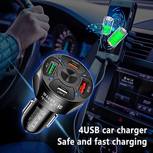 Car Charger Adapter,4 Ports USB Fast Car Charger - Product Imagery