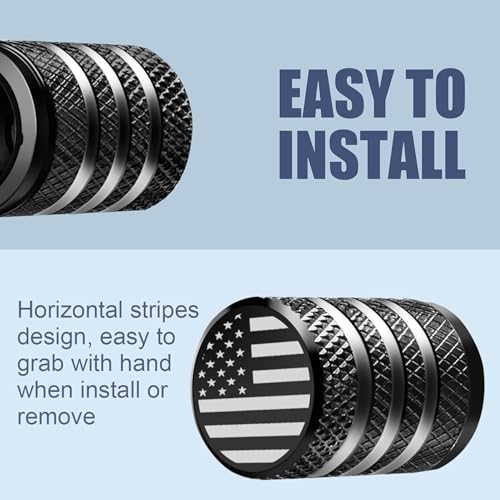 DECURCAR Tire Valve Stem Caps 5 Pack American Flag - Black - Product Imagery