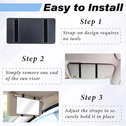 Car Sun Visor Mirror, Cosmetic Makeup Mirrors with Straps - Product Imagery