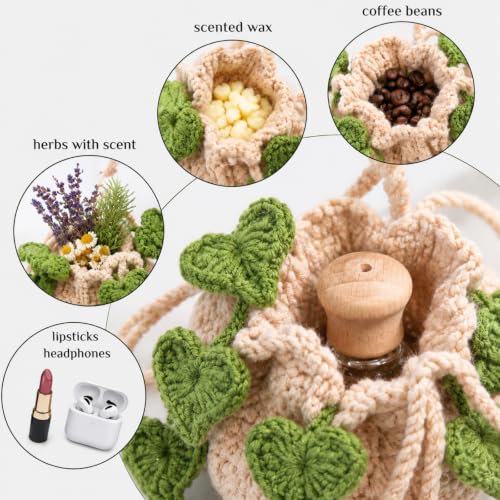DaisyInner Crochet Hanging Plant for Car,Green,Leave - Product Imagery
