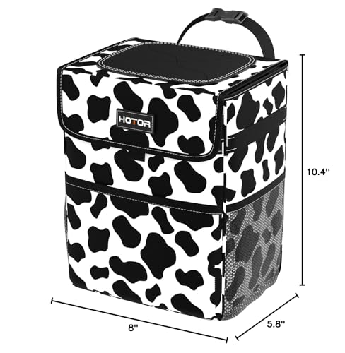 HOTOR Car Trash Can, Leak-Proof Car Organizer, Cow Print, - Product Imagery