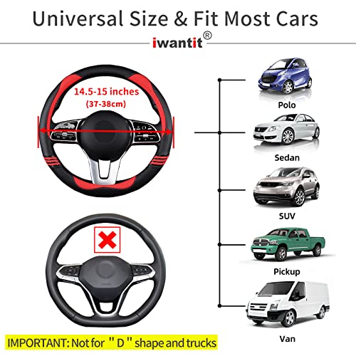 Iwantit® Premium Grip Steering Wheel Cover with Anti-Slip Rubber - Product Imagery