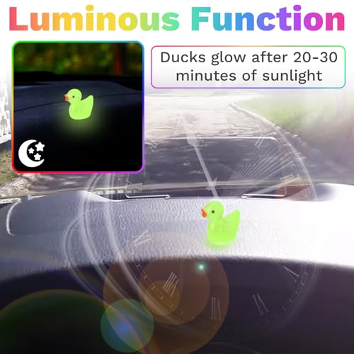 16 PCS Cute Duck Rearview Mirror Accessories, Luminous Ducks for - Product Imagery