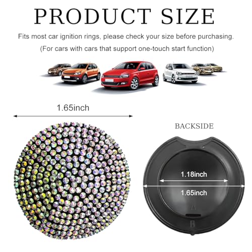 povtii Car Start Stop Button Cover, Anti-Scratch Bling Push - Product Imagery