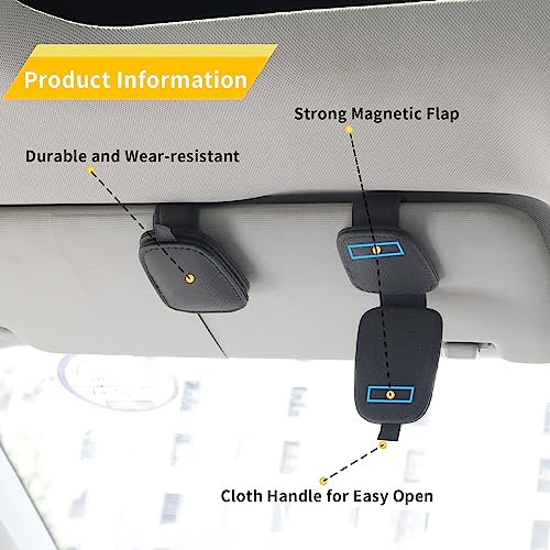 Yuoyar Magnetic Leather Sunglasses Holder for Car, 2 Packs - Product Imagery
