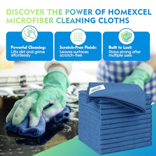 HOMEXCEL Lake Green Microfiber Cleaning Cloth 12 Pack 12.5 x - Product Imagery