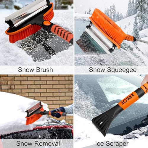 42'' Ice Scraper and Extendable Snow Brush Emergency Snow Shovel - Product Imagery