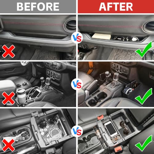 4PCS Center Console Organizer for 2024-2026 Jeep Wrangler JL JLU - Product Imagery
