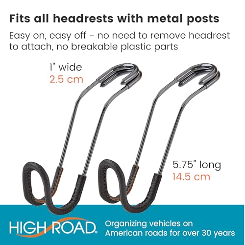High Road Headrest Hooks for Car - Leather Car Hooks for Purses - Product Imagery
