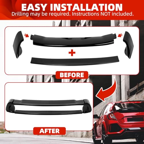 ECOTRIC Trunk Spoiler Wing Compatible with 2006-2011 Honda Civic - Product Imagery