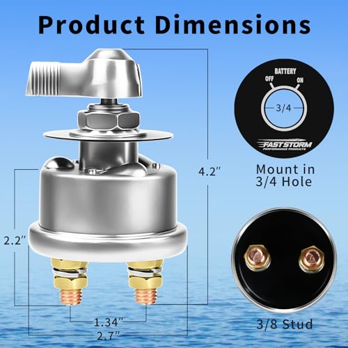 200A High Current Master Battery Disconnect Switch,12-48V - Product Imagery
