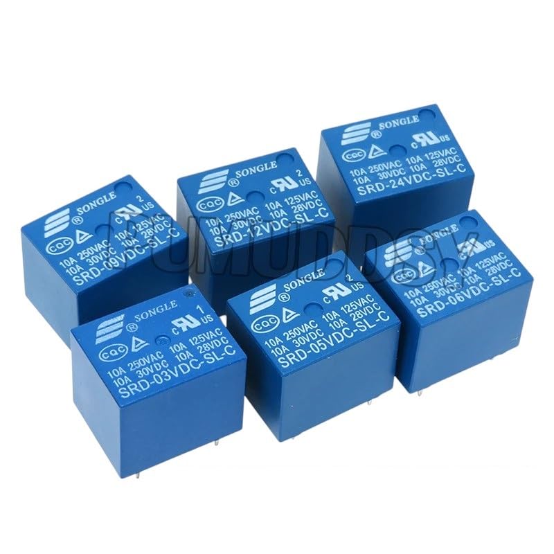 5PCS Relay SRD-03 05 09 06 24 12VDC-SL-C 5PINS 3V 5V 9V 6V 24V - Product Imagery