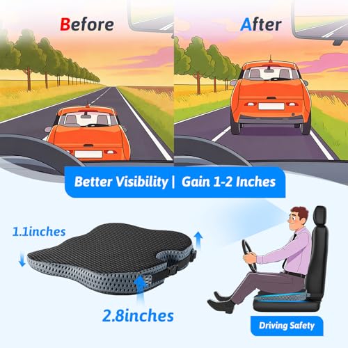 Wedge Car Seat Cushion for Better Visibility & Sciatica Pain - Product Imagery