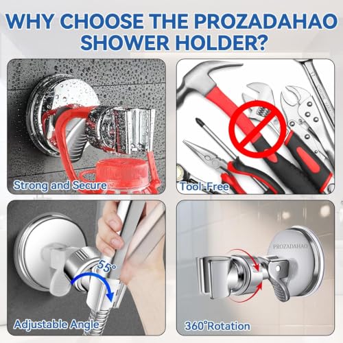 Adjustable Shower Head Holder, Bathroom Suction Cup Bracket for - Product Imagery
