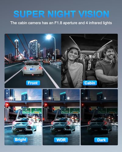 PRUVEEO 360° 4 Channel Dash Cam Front and Rear Inside Left - Product Imagery