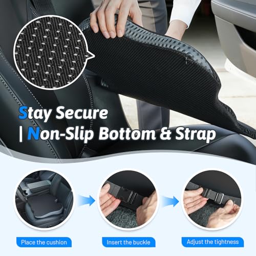 Wedge Car Seat Cushion for Better Visibility & Sciatica Pain - Product Imagery