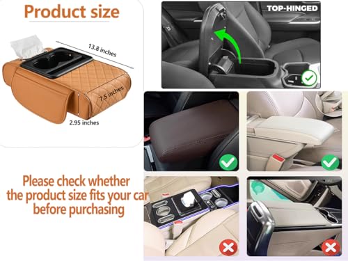 Car Armrest Cushion,5-in-1 Center Console Cover with 2 Storage - Product Imagery